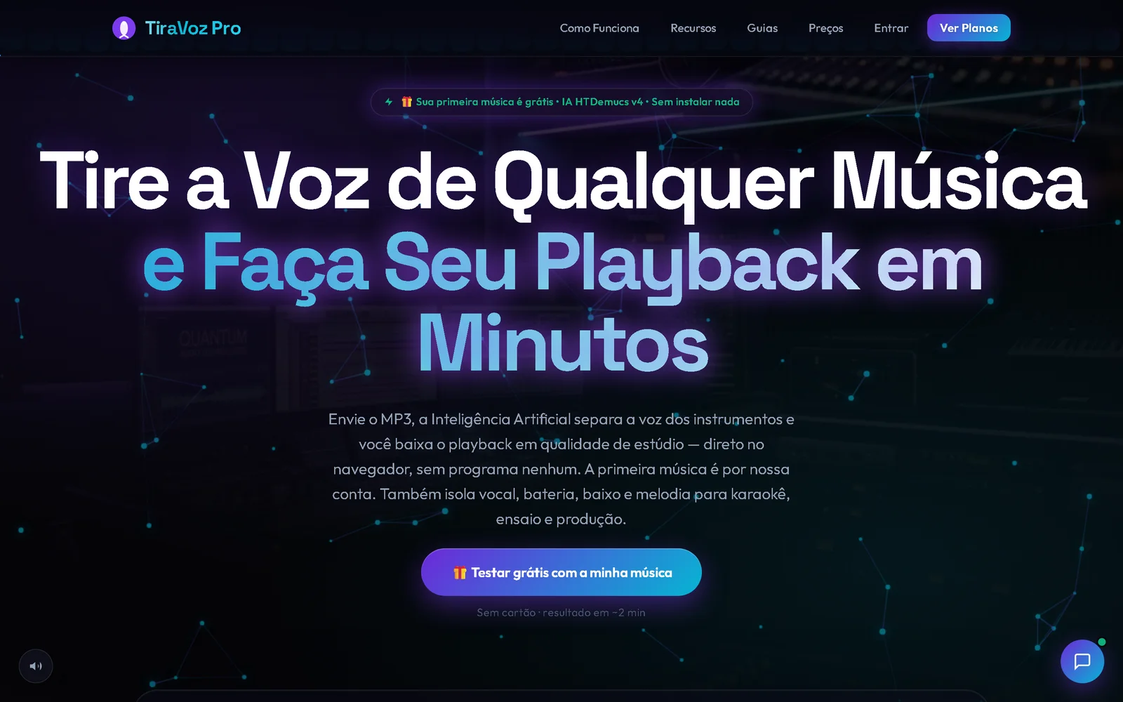 Tela inicial do site TiraVoz Pro